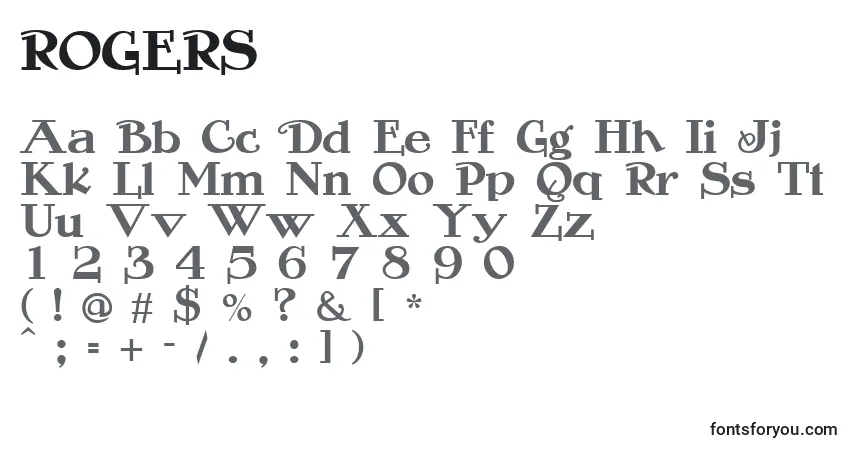 Schriftart ROGERS (138986) – Alphabet, Zahlen, spezielle Symbole