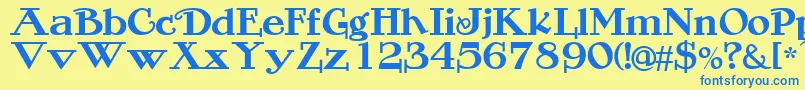 フォントROGERS – 青い文字が黄色の背景にあります。