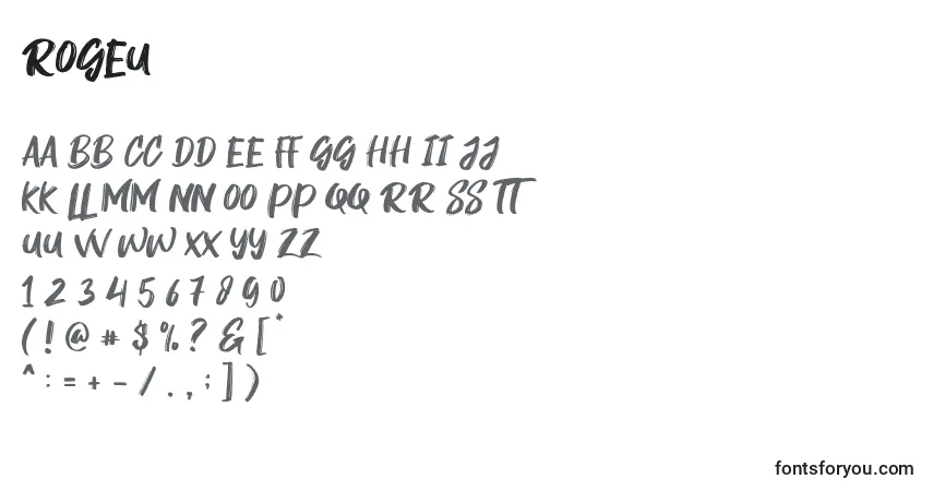Schriftart Rogeu – Alphabet, Zahlen, spezielle Symbole
