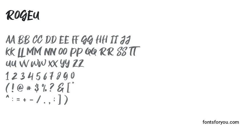 A fonte Rogeu (138988) – alfabeto, números, caracteres especiais
