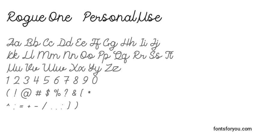 A fonte Rogue One   PersonalUse – alfabeto, números, caracteres especiais