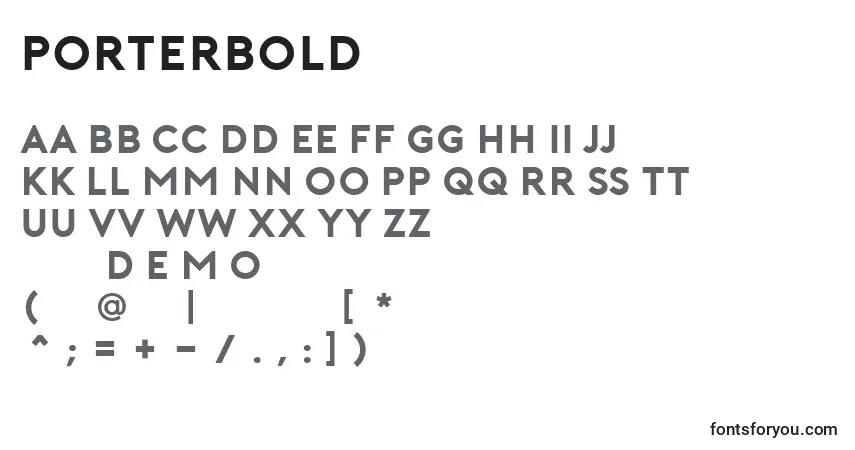 Шрифт PorterBold – алфавит, цифры, специальные символы