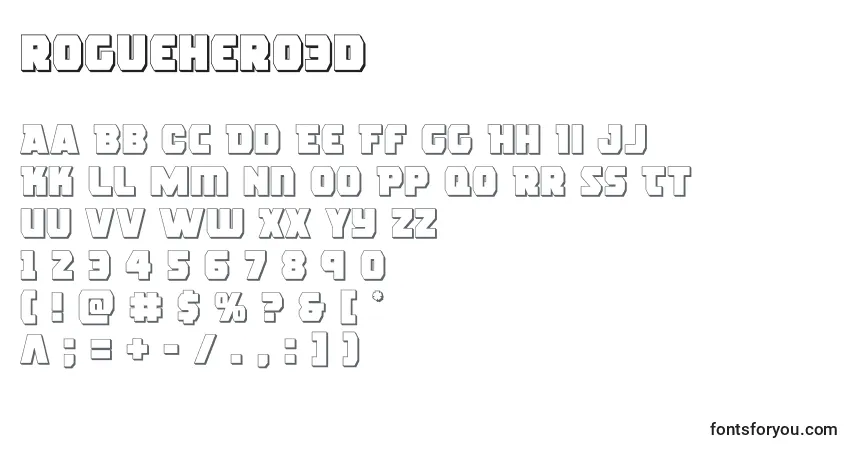A fonte Roguehero3d (138992) – alfabeto, números, caracteres especiais