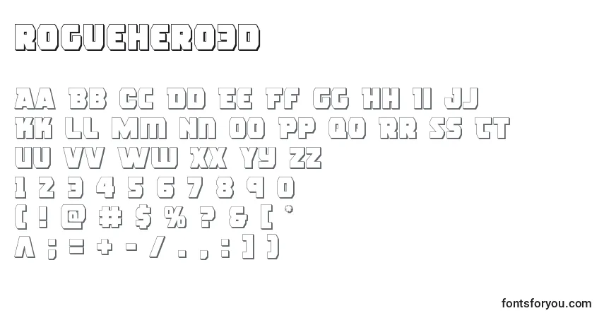 A fonte Roguehero3d (138993) – alfabeto, números, caracteres especiais
