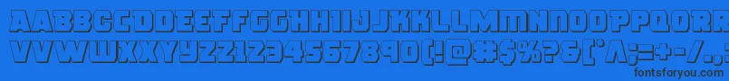 roguehero3d-Schriftart – Schwarze Schriften auf blauem Hintergrund