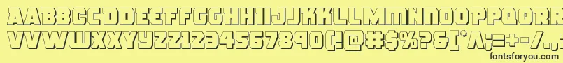 フォントroguehero3d – 黒い文字の黄色い背景