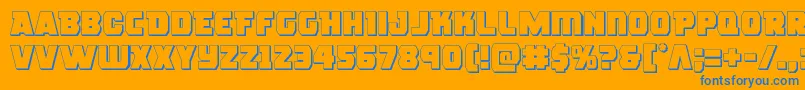 roguehero3d-Schriftart – Blaue Schriften auf orangefarbenem Hintergrund