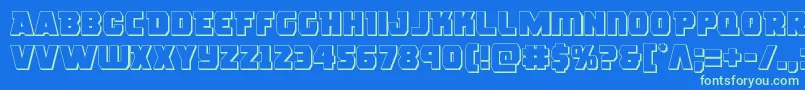 roguehero3d-fontti – vihreät fontit sinisellä taustalla