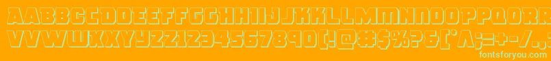 roguehero3d-Schriftart – Grüne Schriften auf orangefarbenem Hintergrund