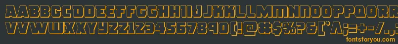 roguehero3d-Schriftart – Orangefarbene Schriften auf schwarzem Hintergrund