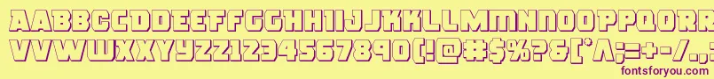 roguehero3d-fontti – violetit fontit keltaisella taustalla