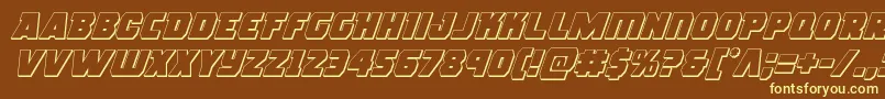 roguehero3dital-fontti – keltaiset fontit ruskealla taustalla
