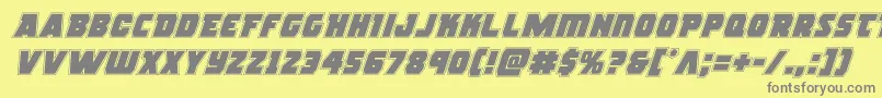 フォントrogueheroacadital – 黄色の背景に灰色の文字