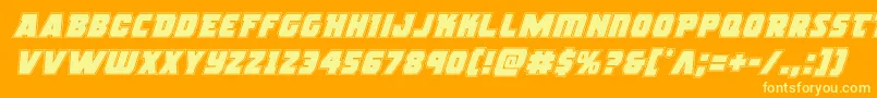 rogueheroacadital-Schriftart – Gelbe Schriften auf orangefarbenem Hintergrund