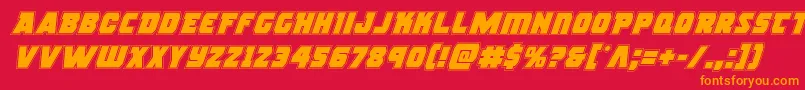 フォントrogueheroacadital – 赤い背景にオレンジの文字