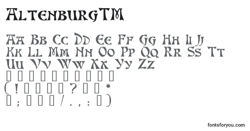 characters of altenburgtm font, letter of altenburgtm font, alphabet of  altenburgtm font