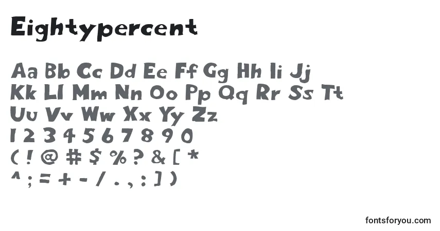 characters of eightypercent font, letter of eightypercent font, alphabet of  eightypercent font