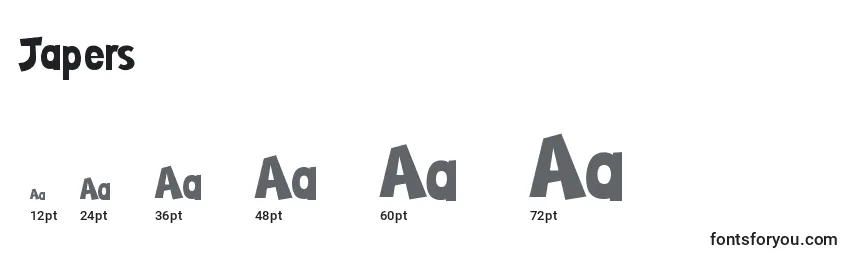 sizes of japers font, japers sizes
