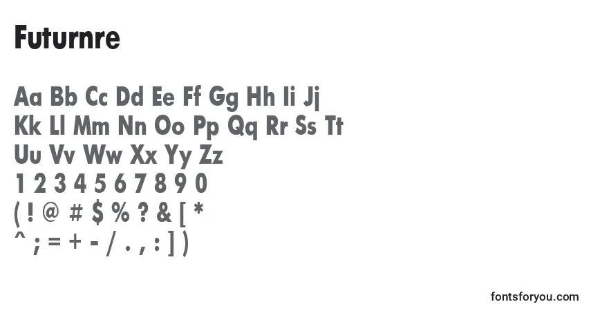 Czcionka Futurnre – alfabet, cyfry, specjalne znaki