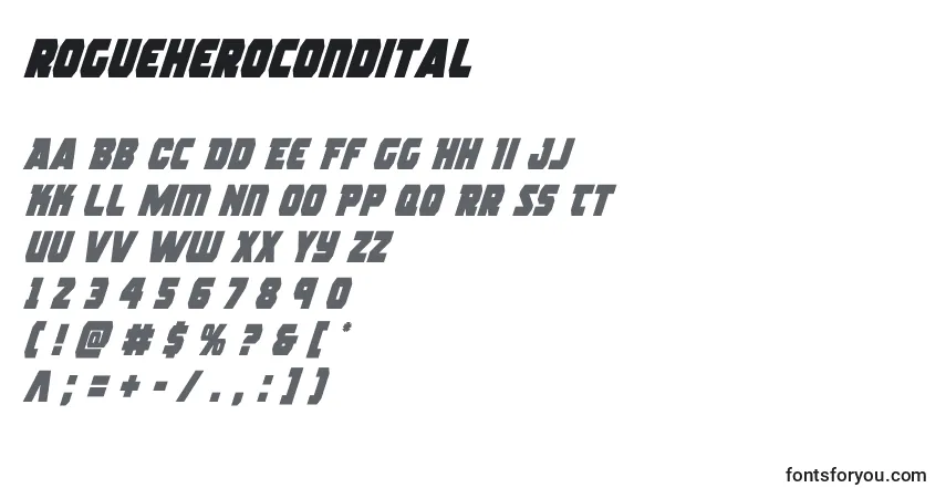 Schriftart Rogueherocondital (139002) – Alphabet, Zahlen, spezielle Symbole