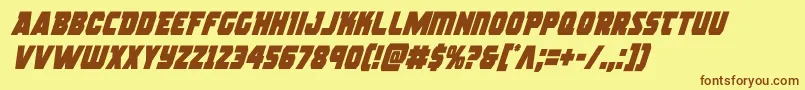 フォントrogueherocondital – 茶色の文字が黄色の背景にあります。