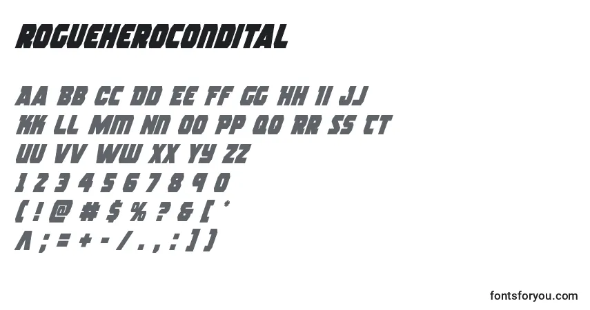 Шрифт Rogueherocondital (139003) – алфавит, цифры, специальные символы