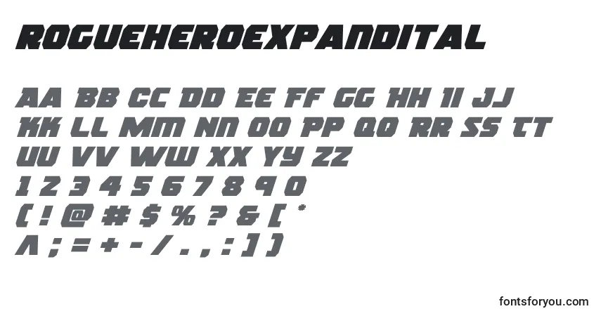 Шрифт Rogueheroexpandital (139006) – алфавит, цифры, специальные символы
