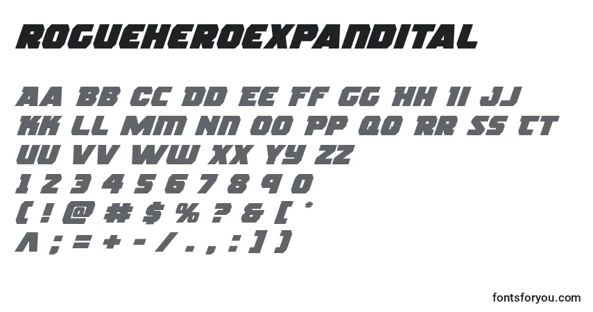 A fonte Rogueheroexpandital (139007) – alfabeto, números, caracteres especiais