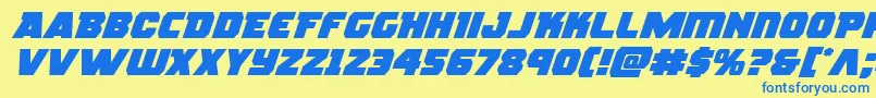 Шрифт rogueheroexpandital – синие шрифты на жёлтом фоне