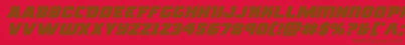 rogueheroexpandital-Schriftart – Braune Schriften auf rotem Hintergrund