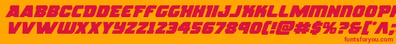 rogueheroexpandital-Schriftart – Rote Schriften auf orangefarbenem Hintergrund