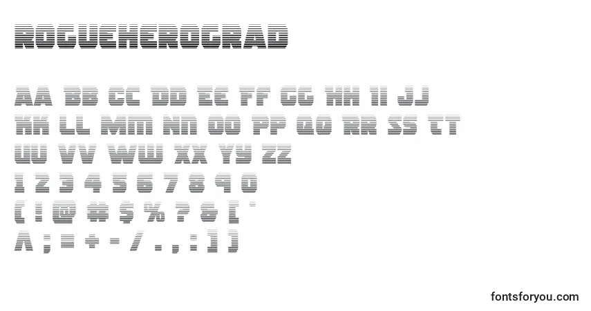 A fonte Rogueherograd (139008) – alfabeto, números, caracteres especiais