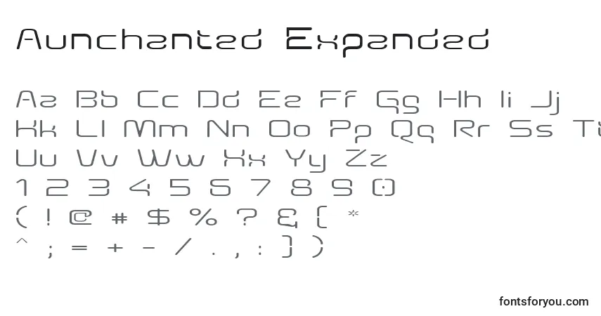 Schriftart Aunchanted Expanded – Alphabet, Zahlen, spezielle Symbole