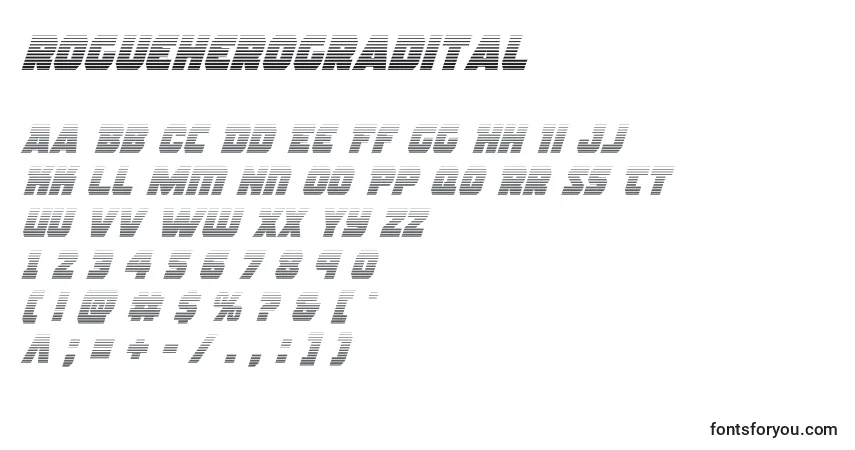 Schriftart Rogueherogradital (139010) – Alphabet, Zahlen, spezielle Symbole