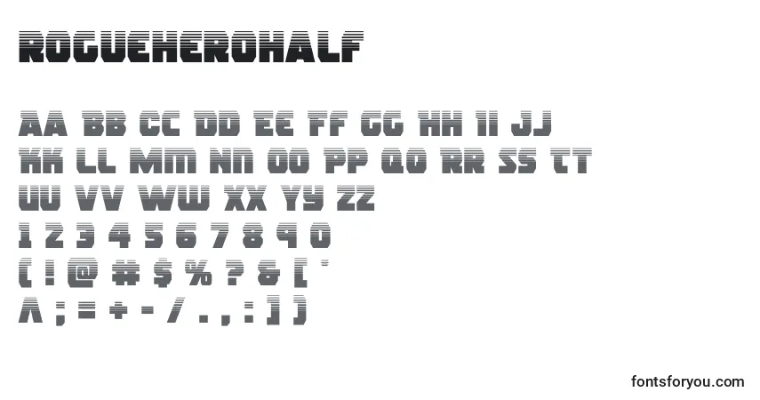 Schriftart Rogueherohalf (139012) – Alphabet, Zahlen, spezielle Symbole