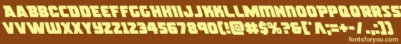 rogueheroleft-fontti – keltaiset fontit ruskealla taustalla