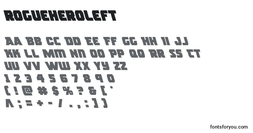 Schriftart Rogueheroleft (139023) – Alphabet, Zahlen, spezielle Symbole