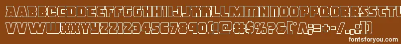 rogueheroout-Schriftart – Weiße Schriften auf braunem Hintergrund