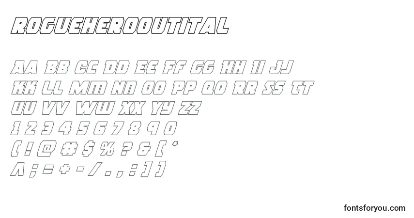 A fonte Rogueherooutital (139026) – alfabeto, números, caracteres especiais