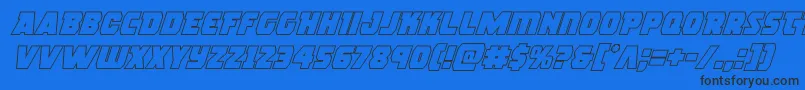 rogueherooutital Font – Black Fonts on Blue Background