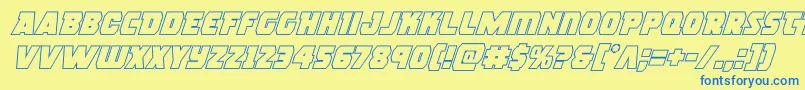 rogueherooutital Font – Blue Fonts on Yellow Background