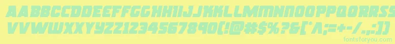 フォントrogueherosemital – 黄色い背景に緑の文字