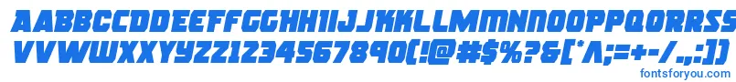 フォントrogueherosemital – 白い背景に青い文字