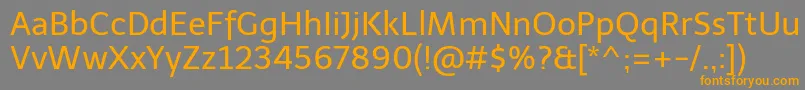 TelexRegular-Schriftart – Orangefarbene Schriften auf grauem Hintergrund