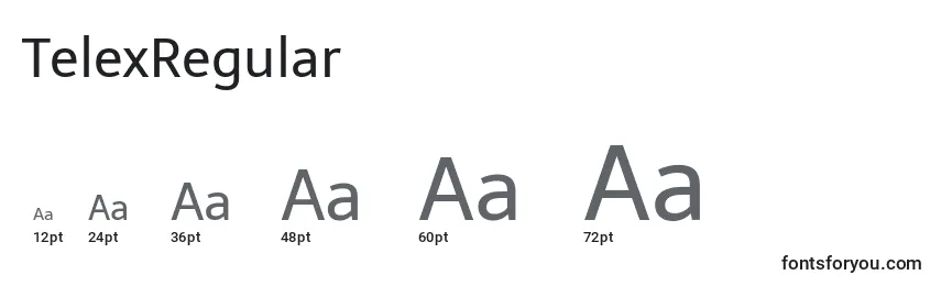 TelexRegular Font Sizes