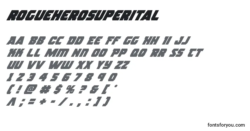 Schriftart Rogueherosuperital (139031) – Alphabet, Zahlen, spezielle Symbole