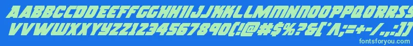 rogueherosuperital Font – Green Fonts on Blue Background