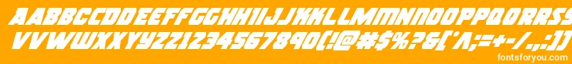 rogueherosuperital-Schriftart – Weiße Schriften auf orangefarbenem Hintergrund