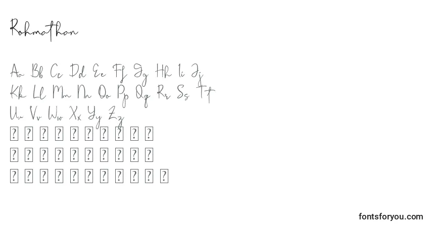 Schriftart Rohmathan – Alphabet, Zahlen, spezielle Symbole