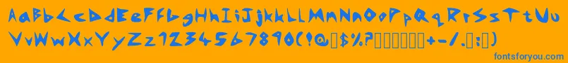 RokAZine Regular-Schriftart – Blaue Schriften auf orangefarbenem Hintergrund